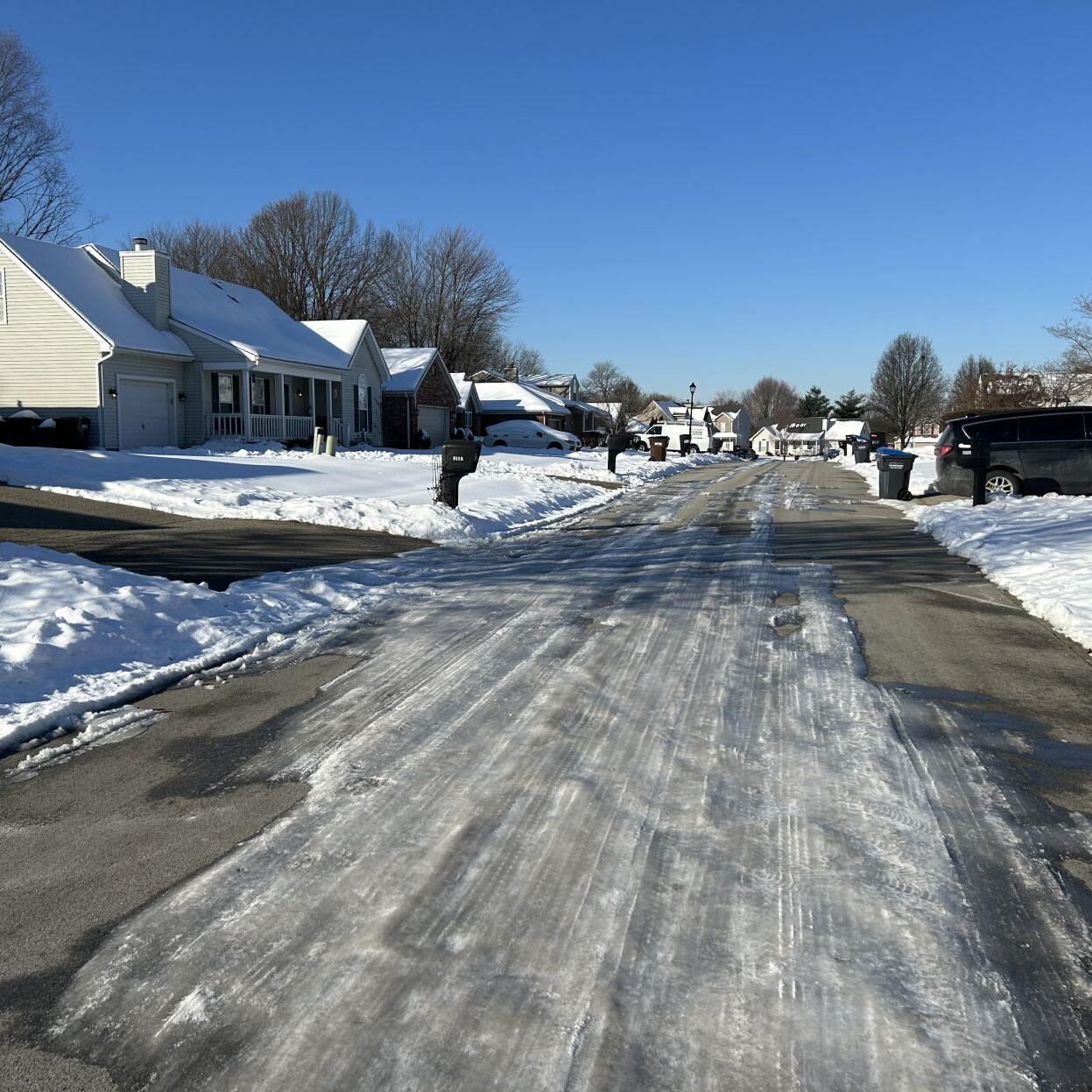 Road with ice in Louisville Jan. 15, 2025
